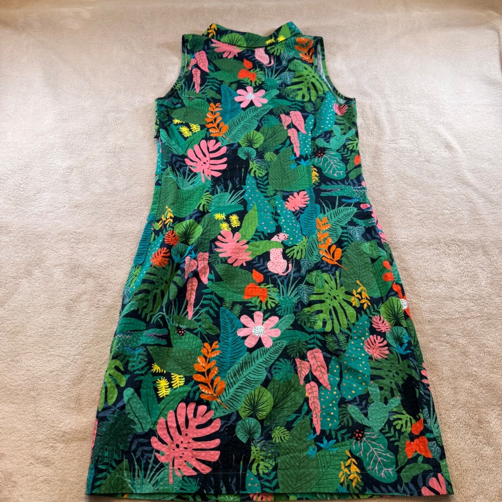 Vilagallo Jungle Print Shift Dress Tropical Safari Resort Vacation SZ EU 36/US 4 - Picture 15 of 16
